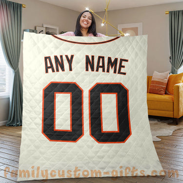 Custom Premium Quilt Blanket San Francisco Jersey Baseball Personalized Quilt Gifts for Her & Him